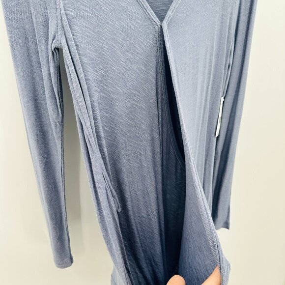 Free People Miss Rose Surplice Long Sleeve Tunic Blue Gray Small Knit Top NEW - Picture 5 of 8